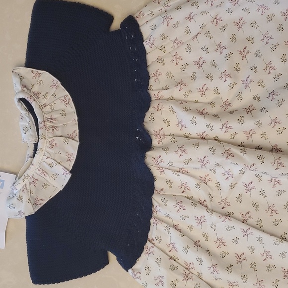 NWT baby girl's European navy floral dress - Picture 2 of 5